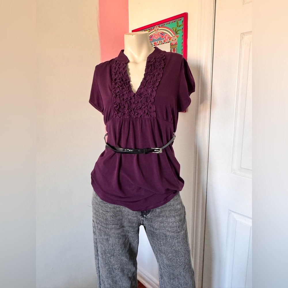 Heart Soul Purple Blouse with Lace Accents